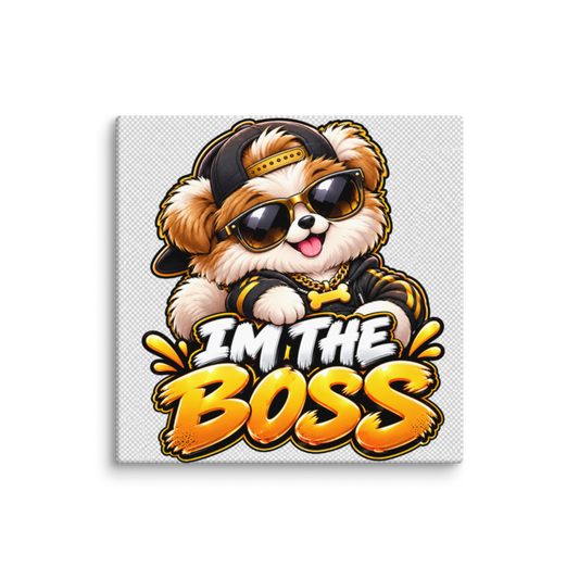 "I'm the Boss" Cool Puppy Canvas Wall Print