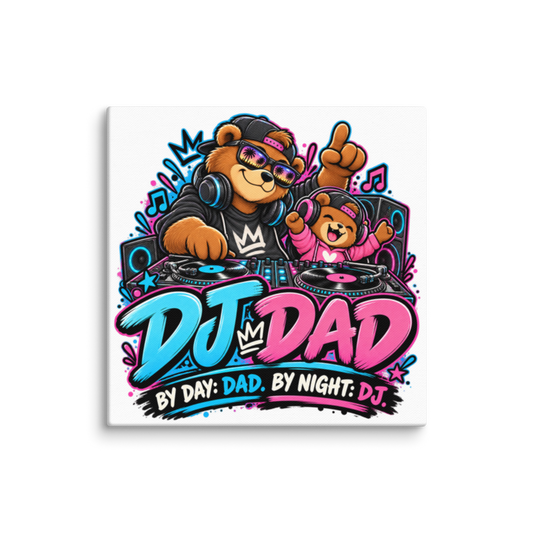 "DJ Dad" Bear Canvas Wall Print