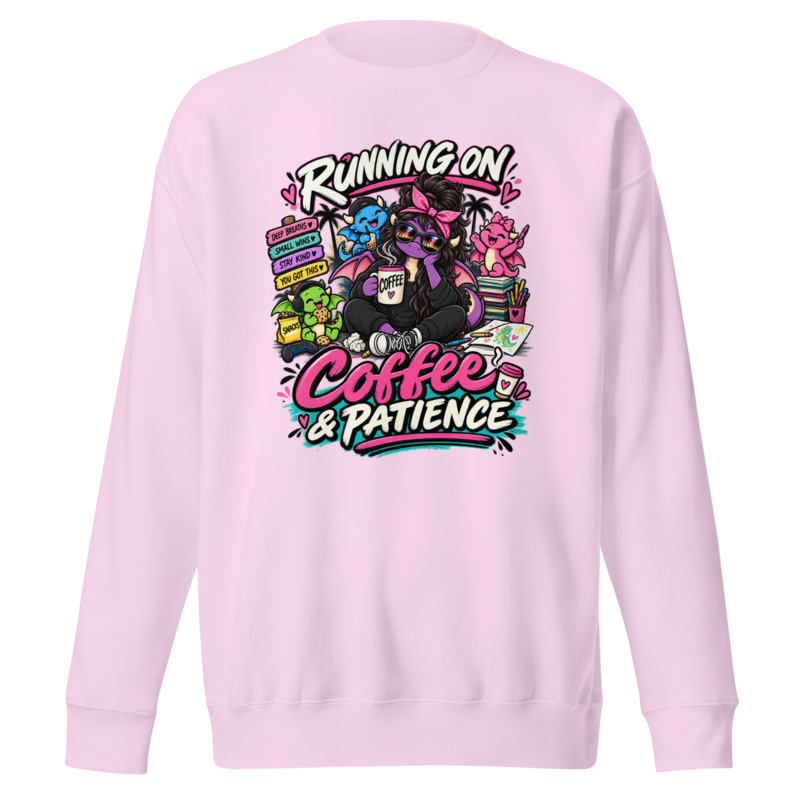 "Running on Coffee & Patience" Dragon Mom Premium Sweatshirt