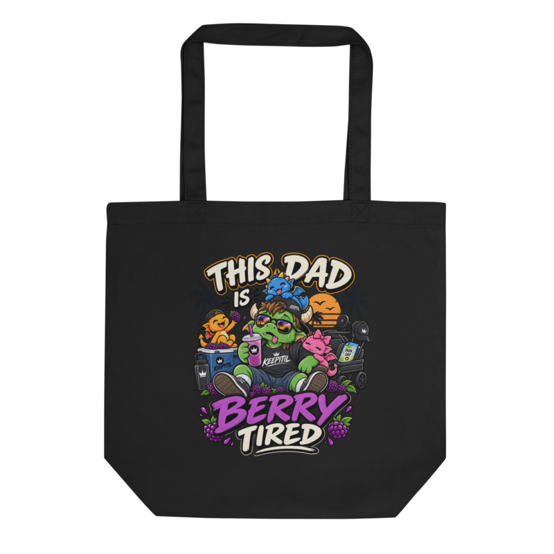 "This Dad Is Berry Tired" Dragon Dad Tote Bag