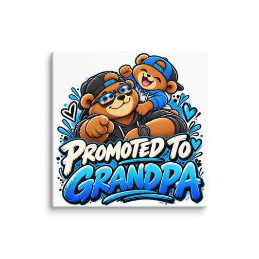 "Promoted to Grandpa" Bear Canvas Wall Print