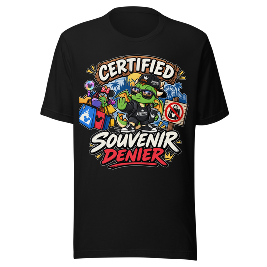 "Certified Souvenir Denier" Dragon Dad T-Shirt — Black