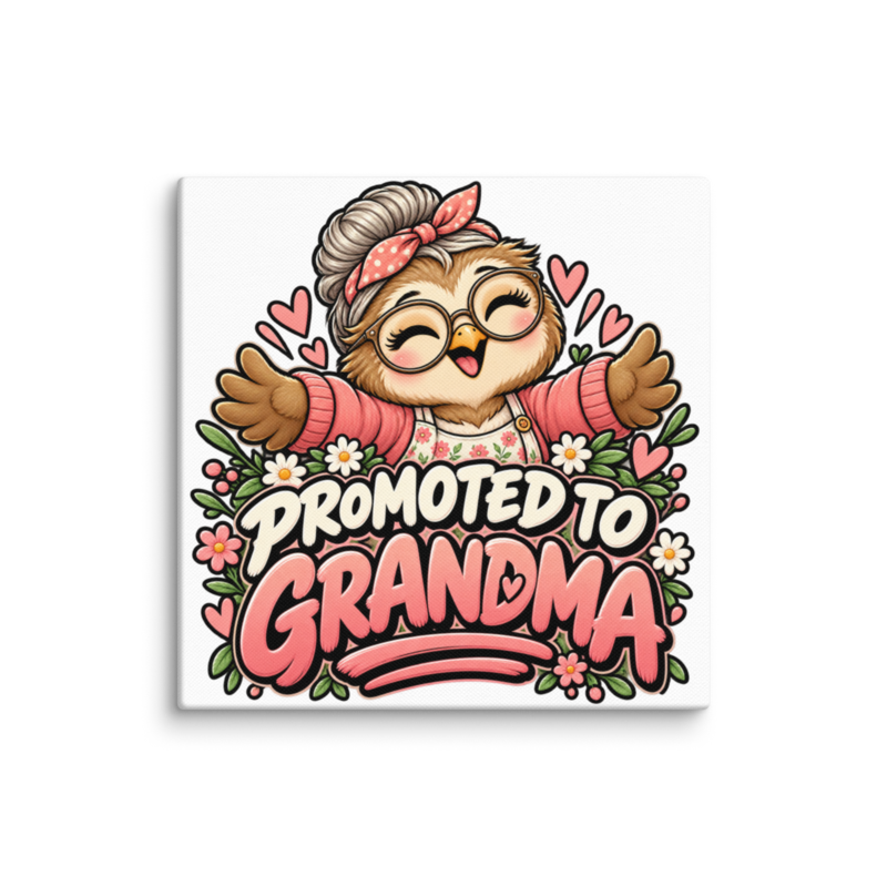 "Promoted to Grandma" Owl Canvas Wall Print