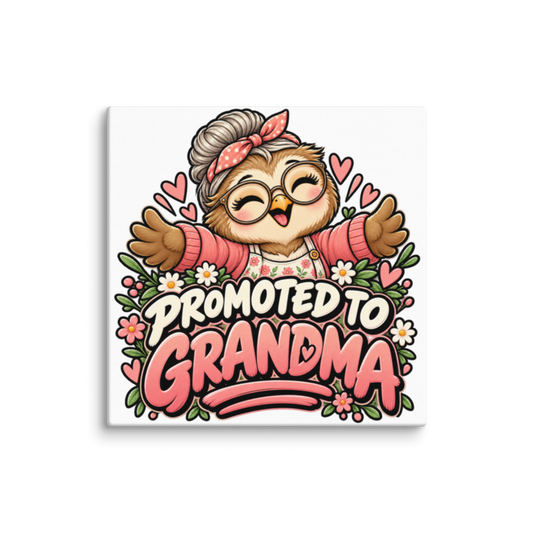 "Promoted to Grandma" Owl Canvas Wall Print