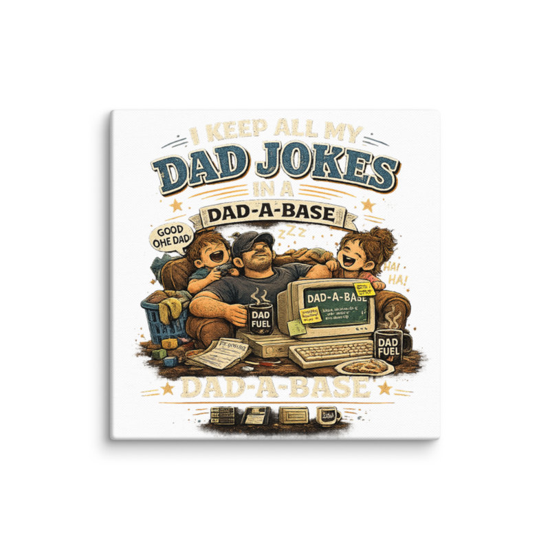 I Keep All My Dad Jokes in a Dad-a-Base Canvas Wall Print