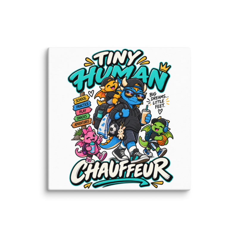"Tiny Human Chauffeur" Dragon Dad Canvas Wall Print