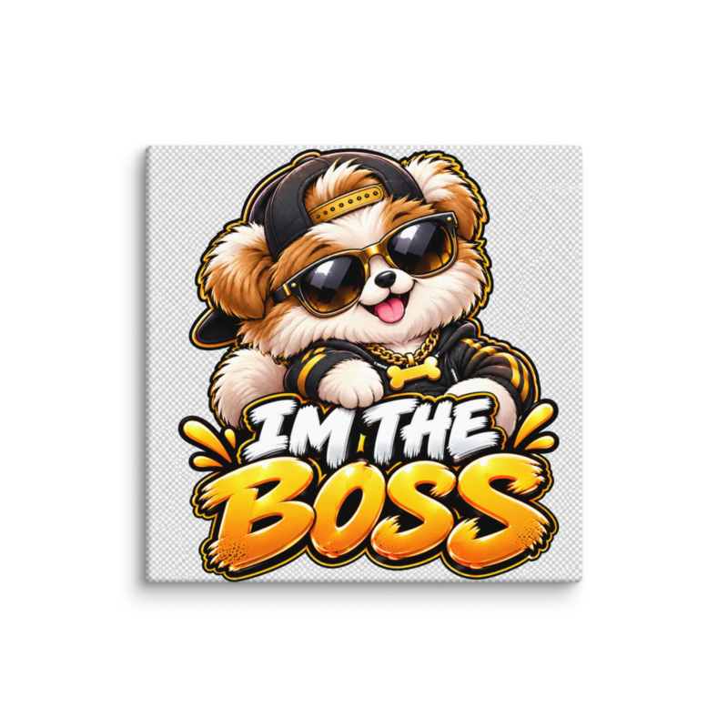 "I'm the Boss" Cool Puppy Canvas Wall Print