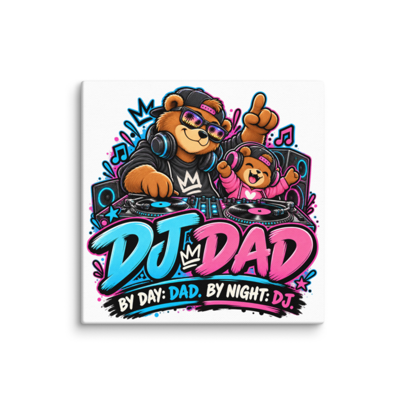 "DJ Dad" Bear Canvas Wall Print