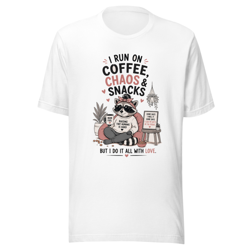 I Run on Coffee, Chaos & Snacks — But I Do It All With Love T-Shirt