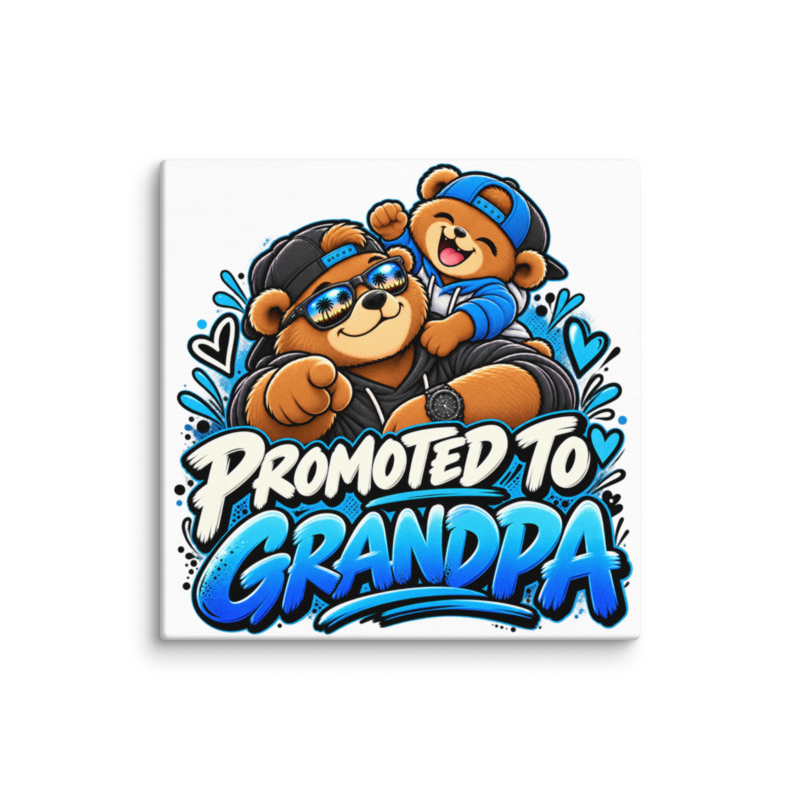 "Promoted to Grandpa" Bear Canvas Wall Print