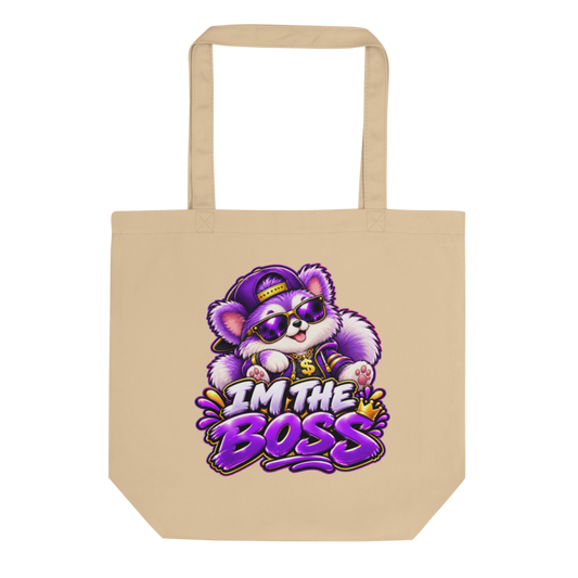 "I'm the Boss" Purple Puppy Tote Bag