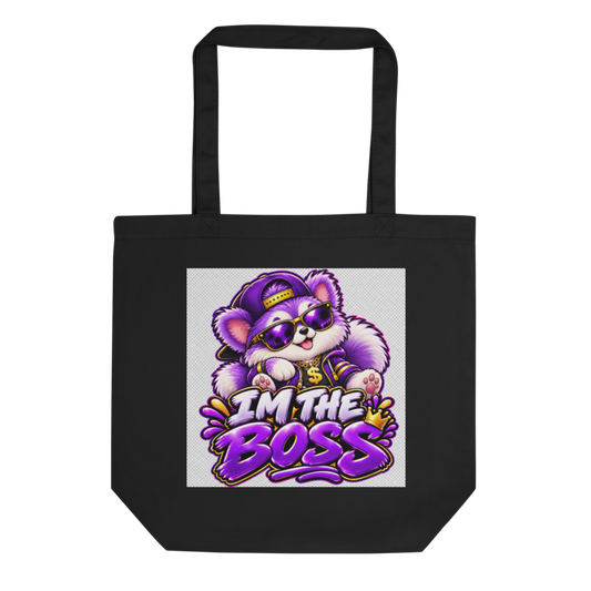 "I'm the Boss" Purple Puppy Tote Bag