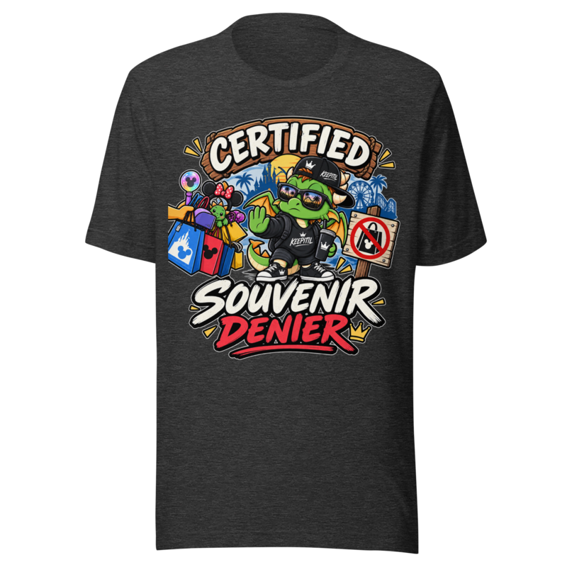 "Certified Souvenir Denier" Dragon Dad T-Shirt — Dark Grey Heather