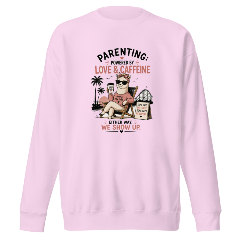 Parenting: Powered by Love & Caffeine — Either Way, We Show Up Premium Sweatshirt
