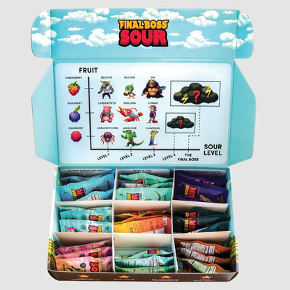 Final Boss Extremely Super Sour Candy, Natural Chewy Gummies Made with Dried Fruit, Free of Artificial Colors, Low Calorie Healthy Snack for Kids & Adults, 1.06oz, 27 Pack (All Sour Levels)