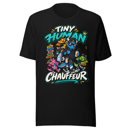 "Tiny Human Chauffeur" Dragon Dad T-Shirt — Black