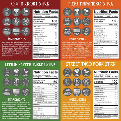 Righteous Felon Meat Sticks Variety Pack | Healthy Snack for Adults | Gluten Free & Keto Meat Sticks | Low Sugar & High Protein Meat Sticks | Turkey, Pork, Beef Sticks | Jerky Gifts for Men | 24 Pack