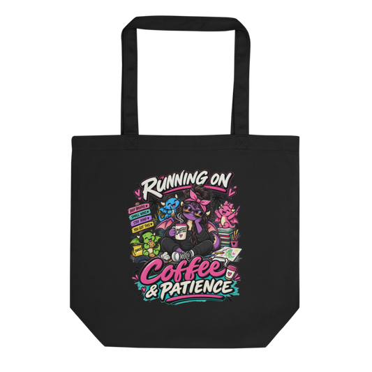 "Running on Coffee & Patience" Dragon Mom Tote Bag