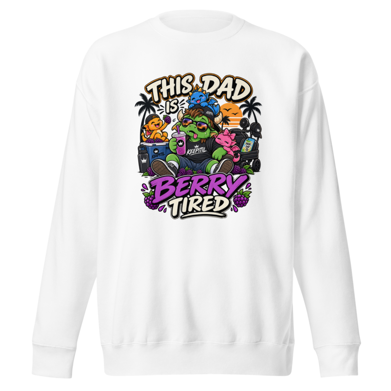"This Dad Is Berry Tired" Dragon Dad Premium Sweatshirt — White