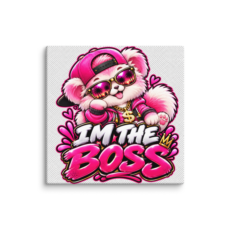 "I'm the Boss" Pink Puppy Canvas Wall Print