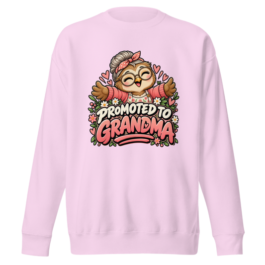 "Promoted to Grandma" Owl Premium Sweatshirt