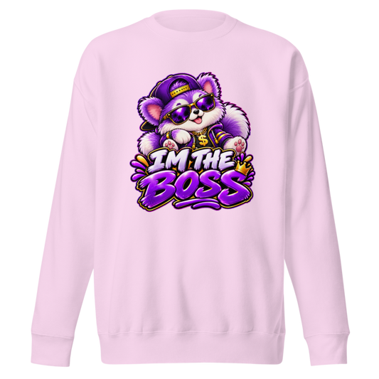 "I'm the Boss" Purple Puppy Premium Sweatshirt