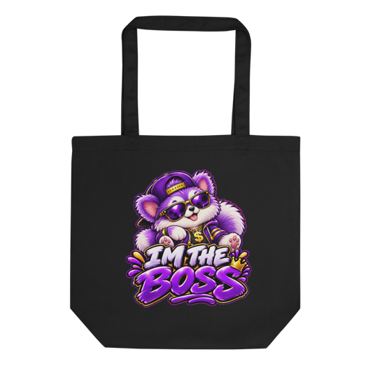 "I'm the Boss" Purple Puppy Tote Bag
