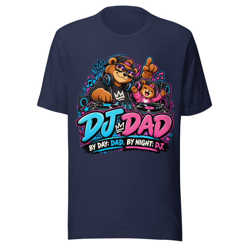 "DJ Dad" Bear T-Shirt — Navy
