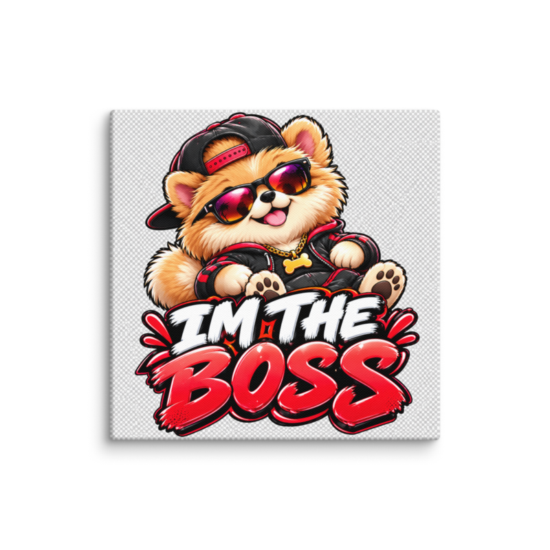 "I'm the Boss" Fluffy Puppy Canvas Wall Print