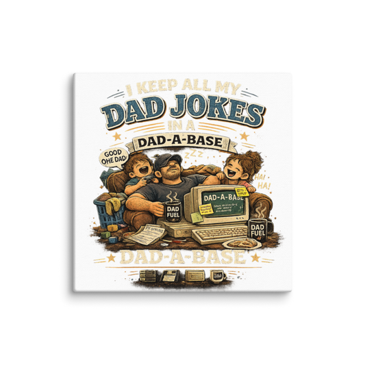 I Keep All My Dad Jokes in a Dad-a-Base Canvas Wall Print