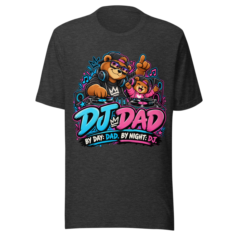 "DJ Dad" Bear T-Shirt — Dark Grey Heather