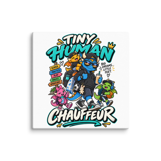 "Tiny Human Chauffeur" Dragon Dad Canvas Wall Print